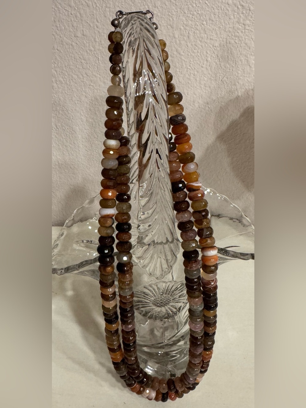 Double Strand Natural Agate Beaded Necklace